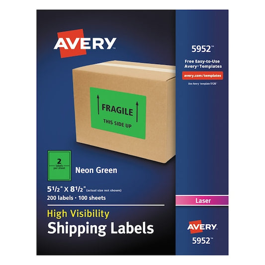 5-1/2" x 8-1/2" Neon Shipping Labels, Pk100