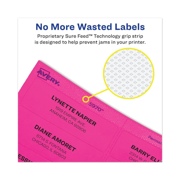 2" x 4" Neon Magneta Shipping Labels, Pk100