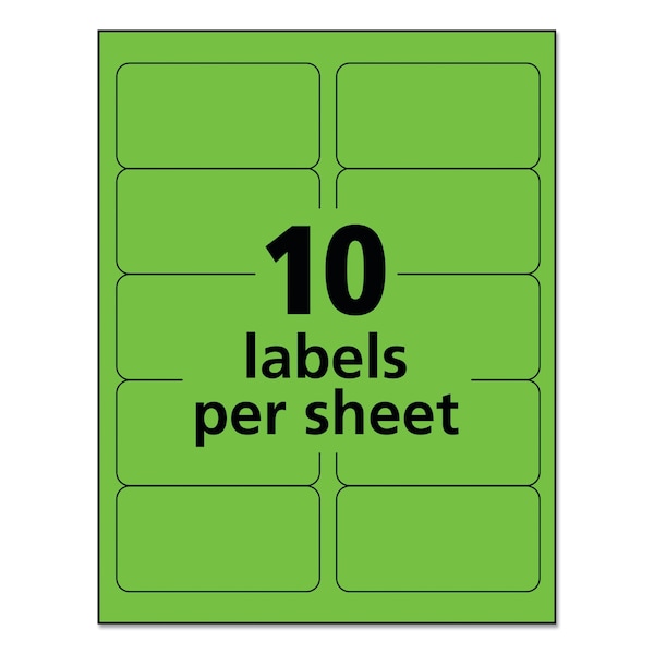 2" x 4" Neon Shipping Labels, Pk1000