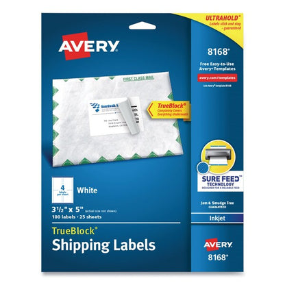 TrueBlock-« White Shipping Labels, 4UP, Pk100