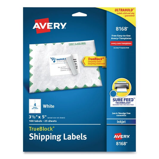 TrueBlock-« White Shipping Labels, 4UP, Pk100