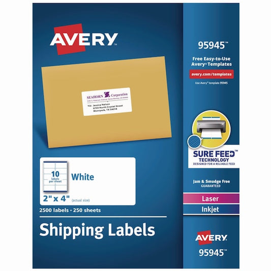 5-1/2" x 8-1/2" White Shipping Labels, Pk250
