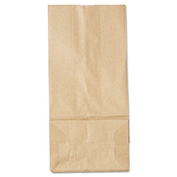 Paper Bags, 35 lbs Cap., #5, 5.25"w x 3.44"d x 10.94"h, Kraft, PK500