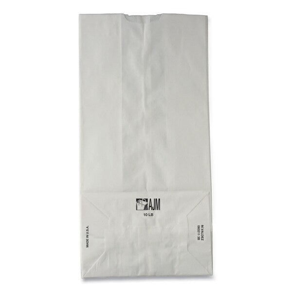 Paper Bags, 35 lbs Cap., #10, 6.31"w x 4.19"d x 13.38"h, White, PK500