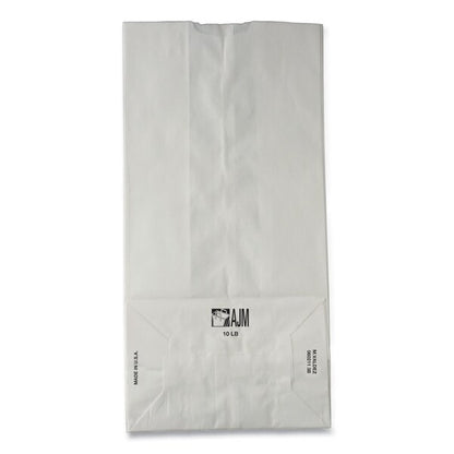 Paper Bags, 35 lbs Cap., #10, 6.31"w x 4.19"d x 13.38"h, White, PK500