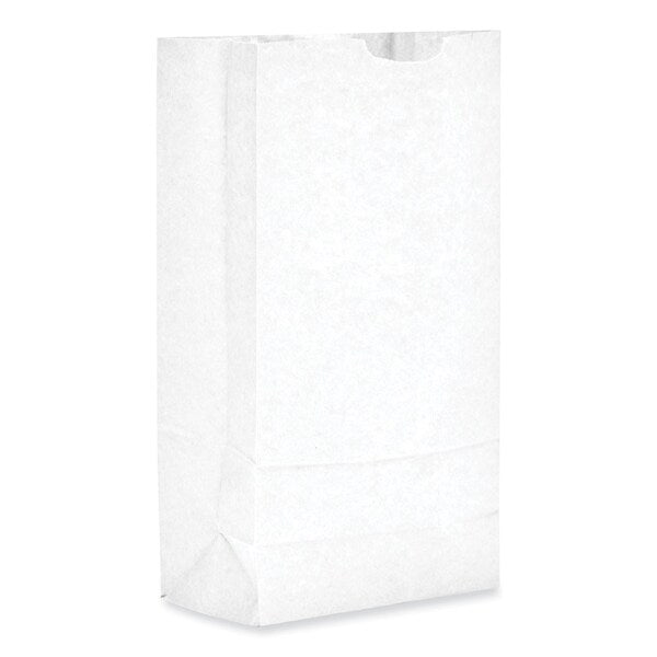 Paper Bags, 35 lbs Cap., #10, 6.31"w x 4.19"d x 13.38"h, White, PK500