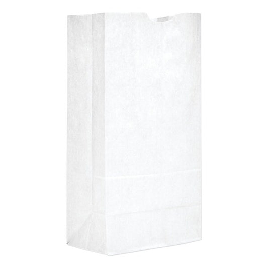 Paper Bags, 40 lbs Cap., #20, 8.25"w x 5.94"d x 16.13"h, White, PK500