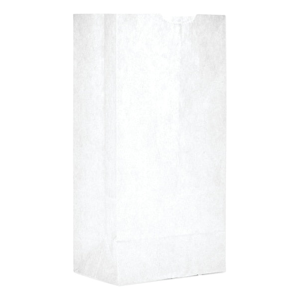 Paper Bags, 30 lbs Cap., #4, 5"w x 3.33"d x 9.75"h, White, PK500