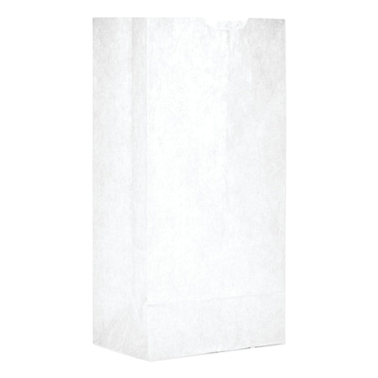 Paper Bags, 30 lbs Cap., #4, 5"w x 3.33"d x 9.75"h, White, PK500