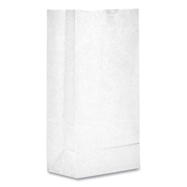 Paper Bags, 35 lbs Cap., #6, 6"w x 3.63"d x 11.06"h, White, PK500
