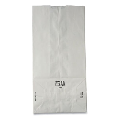 Paper Bags, 35 lbs Cap., #6, 6"w x 3.63"d x 11.06"h, White, PK500