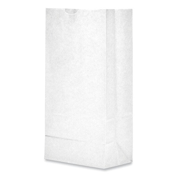 Paper Bags, 35 lbs Cap., #8, 6.13"w x 4.17"d x 12.44"h, White, PK500