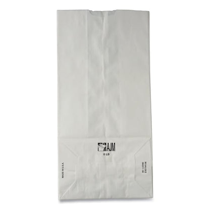 Paper Bags, 35 lbs Cap., #8, 6.13"w x 4.17"d x 12.44"h, White, PK500