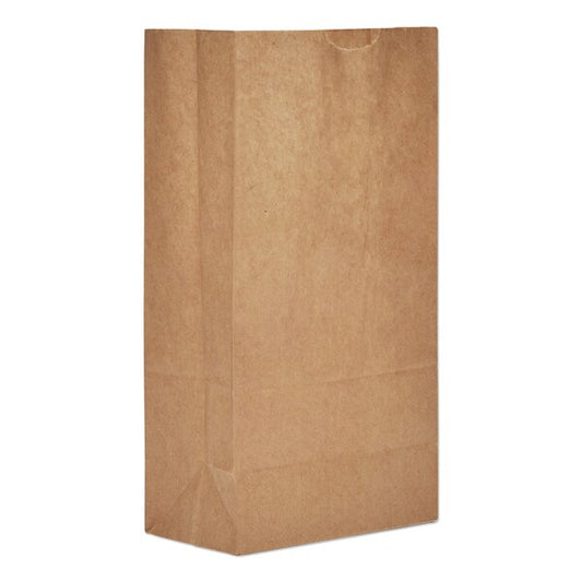 Paper Bags, 50 lbs Cap., #5, 5.25"w x 3.44"d x 10.94"h, Kraft, PK500
