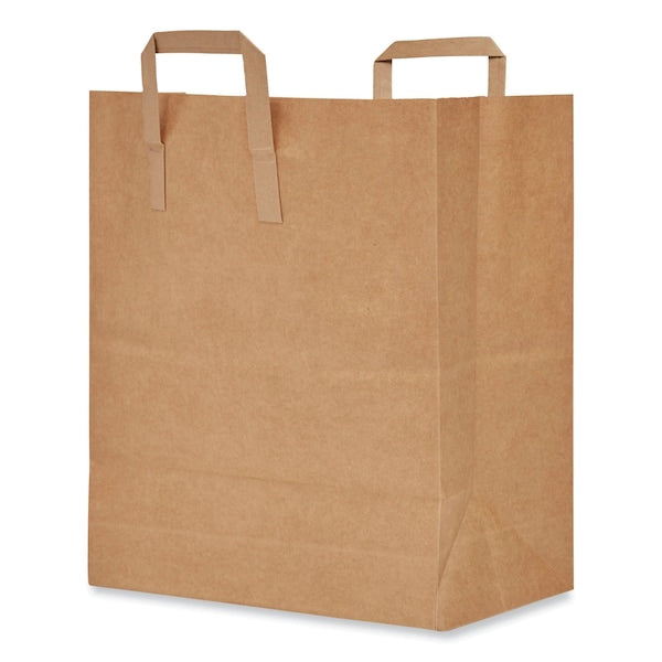 Handle Bag, Natural Kraft Flat Handles, #1/6 BBL Size, 12" x 7" x 17", Brown, PK300