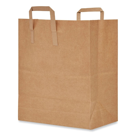 Handle Bag, Natural Kraft Flat Handles, #1/6 BBL Size, 12" x 7" x 17", Brown, PK300