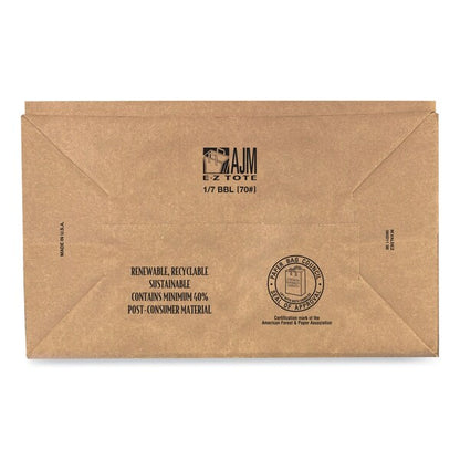 Handle Bag, Natural Kraft Flat Handles, #1/6 BBL Size, 12" x 7" x 17", Brown, PK300