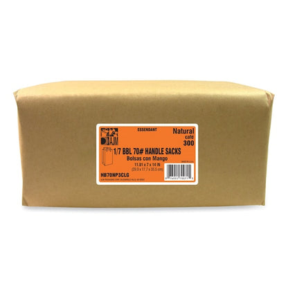 Handle Bag, Natural Kraft Flat Handles, #1/6 BBL Size, 12" x 7" x 17", Brown, PK300