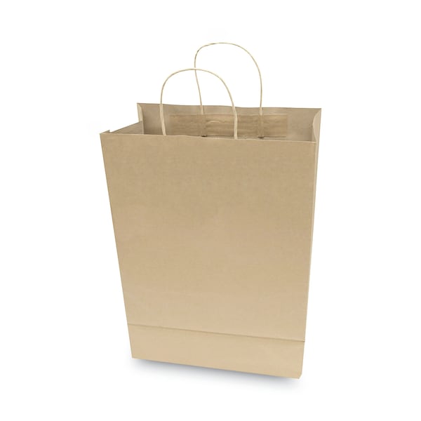 Premium Shopping Bag, Natural Twisted-Paper Handles, 10" x 4.5" x 13", Brown, PK50