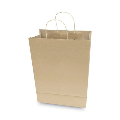 Premium Shopping Bag, Natural Twisted-Paper Handles, 10" x 4.5" x 13", Brown, PK50