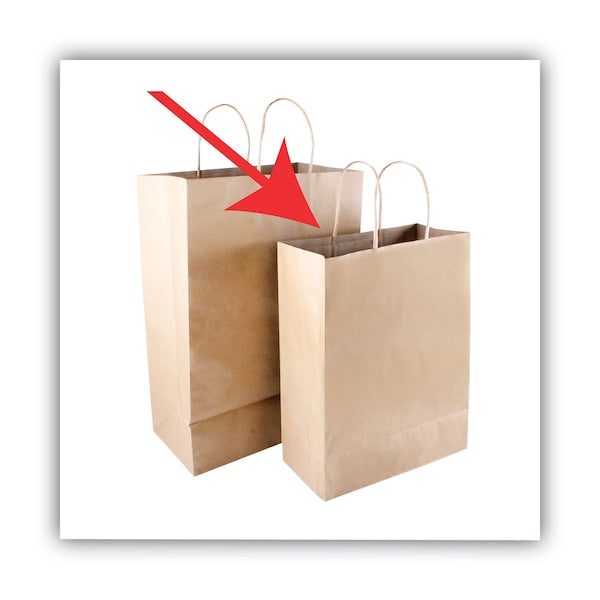 Premium Shopping Bag, Natural Twisted-Paper Handles, 10" x 4.5" x 13", Brown, PK50