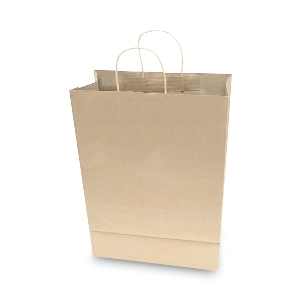 Premium Shopping Bag, Natural Twisted-Paper Handles, 12" x 6.5" x 17", Brown, PK50