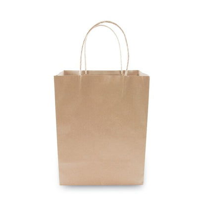 Premium Shopping Bag, Natural Twisted-Paper Handles, 8" x 4" x 10.25", Brown, PK50