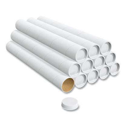 Mailing Tube with Plugs, 24" Long, 3" Diameter, White, PK12, 12PK