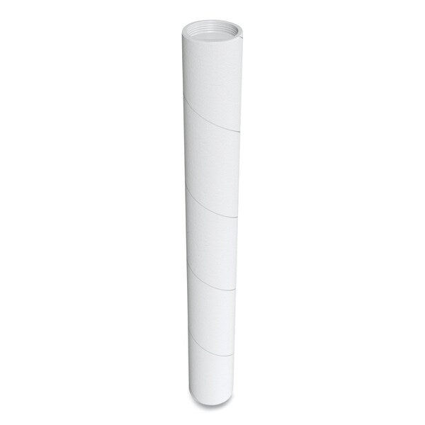 Mailing Tube with Plugs, 24" Long, 3" Diameter, White, PK12, 12PK