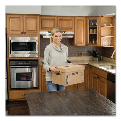 Max Strength Moving Boxes, Small, HSC, 15x15x12, Kraft/Blue, PK8