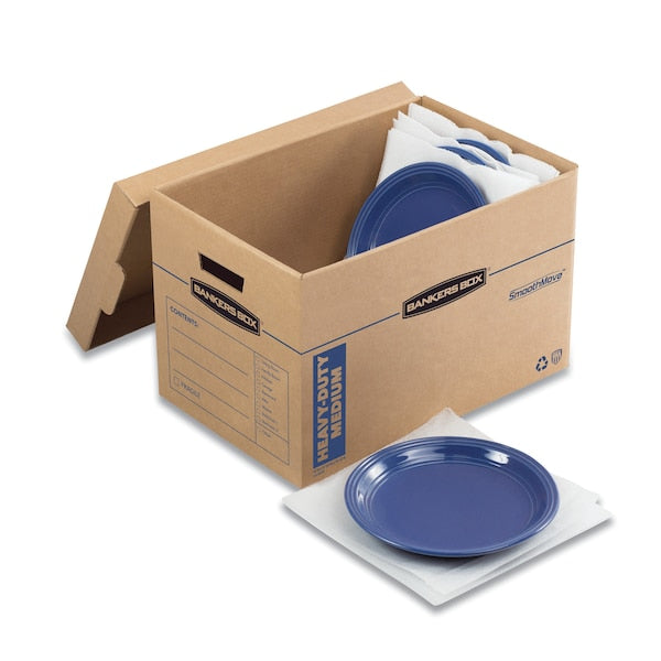 Max Strength Moving Boxes, Med, (HSC), 18.5x12.25x12, Kraft/Blue, PK8