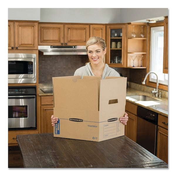 Max Strength Moving Boxes, Med, (HSC), 18.5x12.25x12, Kraft/Blue, PK8