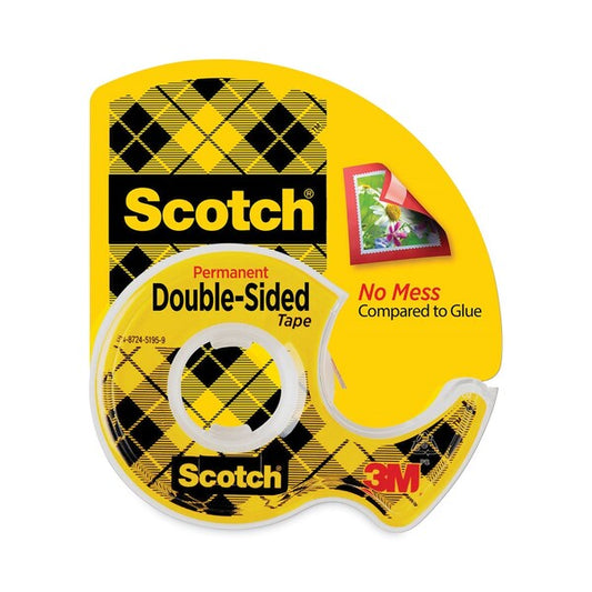 Double Sided Tape, Permanent, 1/2x250 in.