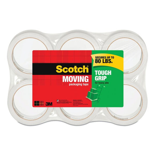 Tough Grip Moving Packaging Tape, 3" Core, 1.88" x 43.7 yds, Clear, PK6, 6PK