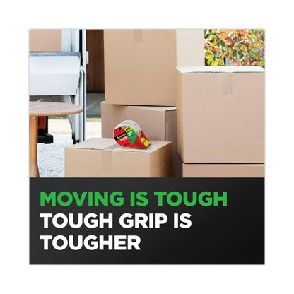 Tough Grip Moving Packaging Tape with Dispenser, 3" Core, 1.88" x 38.2 yds, Clear, 2PK