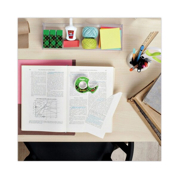 Clip Dispenser, 1in Core, Charcoal, Plus 12 Tape Rolls 3/4x1000, PK12