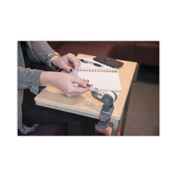 Clip Dispenser, 1in Core, Charcoal, Plus 12 Tape Rolls 3/4x1000, PK12