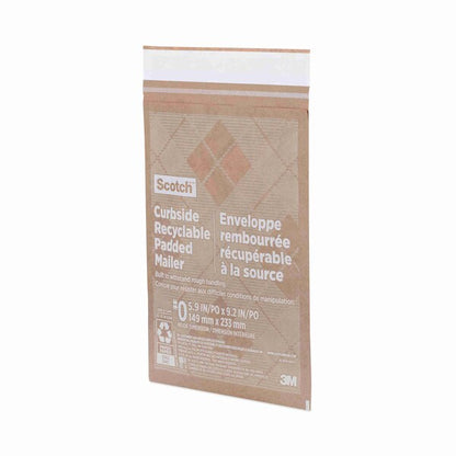 Curbside Recyclable Padded Mailer, #0, Self-Adhesive, Interior Dimensions: 5.9x9.2, Kraft, 100PK