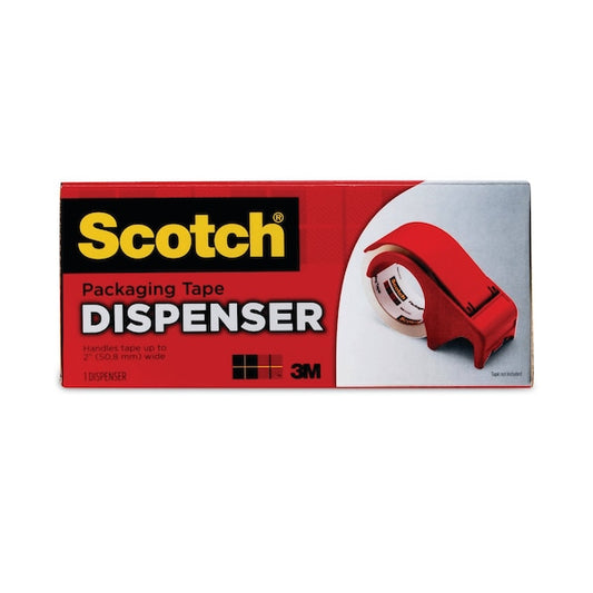 Handheld Tape Dispenser, Holds 3"Core/2" W 60yds, Red