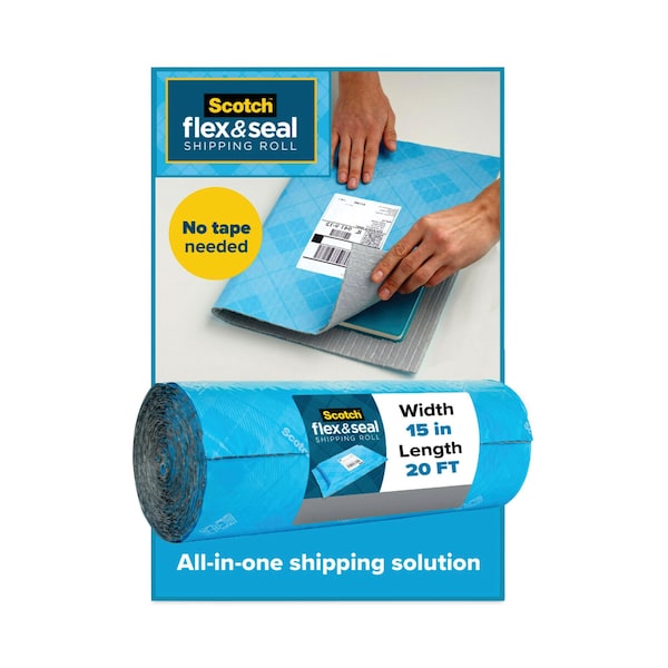Flex and Seal Shipping Roll, 15" x 20 ft., Blue/Gray