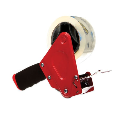 Pistol Grip Packaging Tape Dispenser, 3in Core, Metal, Red