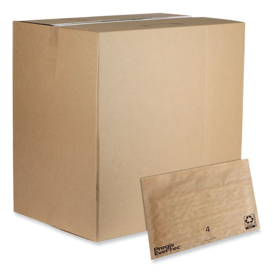 EverTec Curbside Recyclable Padded Mailer, #4, Kraft Paper, Self-Adhesive, 14x9, Brown, 150PK