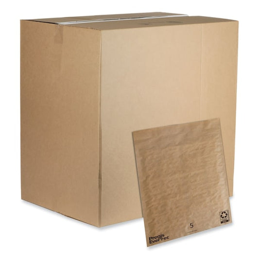 EverTec Curbside Recyclable Padded Mailer, #5, Kraft Paper, Self-Adhesive, 12x15, Brown, 100PK