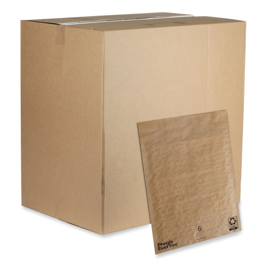 EverTec Curbside Recyclable Padded Mailer, #6, Kraft Paper, Self-Adhesive, 14x18, Brown, 50PK