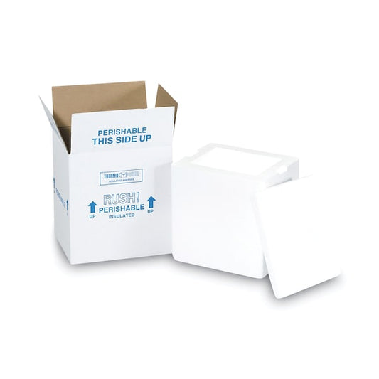 Insulated Shipping Container, 9 x 11 x 15, 1.5 in. Thick Foam, White/Brown Kraft