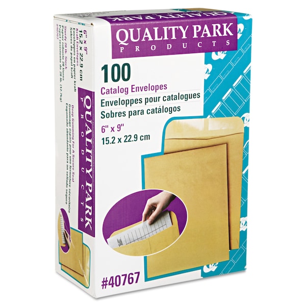 Catalog Envelope, #1, Cheese Blade Flap, Gummed, 6 x 9, Kraft, PK100
