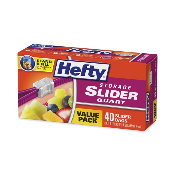 Slider Bags, 1 qt, 1.5 mil, 4.38" x 8.5", Clear, PK40