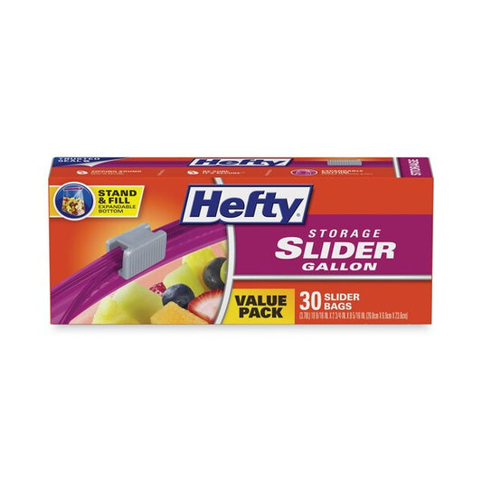 Slider Bags, 1 gal, 1.5 mil, 2.5" x 11", Clear, PK30