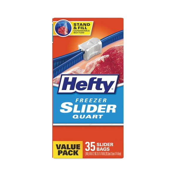 Slider Stand and Fill Freezer Storage Bags, 32 oz, 7" x 8", Clear, PK315