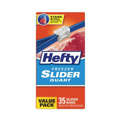 Slider Stand and Fill Freezer Storage Bags, 32 oz, 7" x 8", Clear, PK315